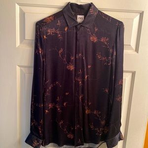 Zara men satin long sleeve M regular fit shirt